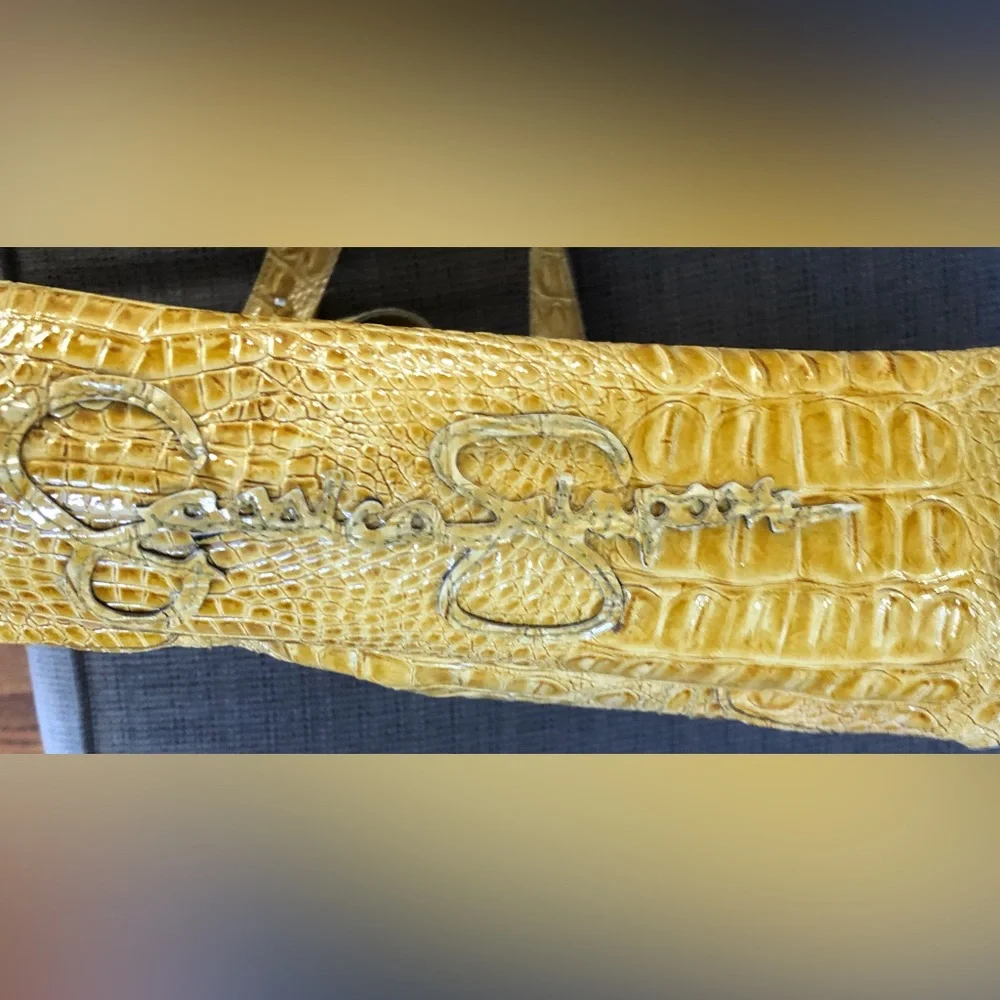 JESSICA SIMPSON Gold Faux Reptile Purse Bag